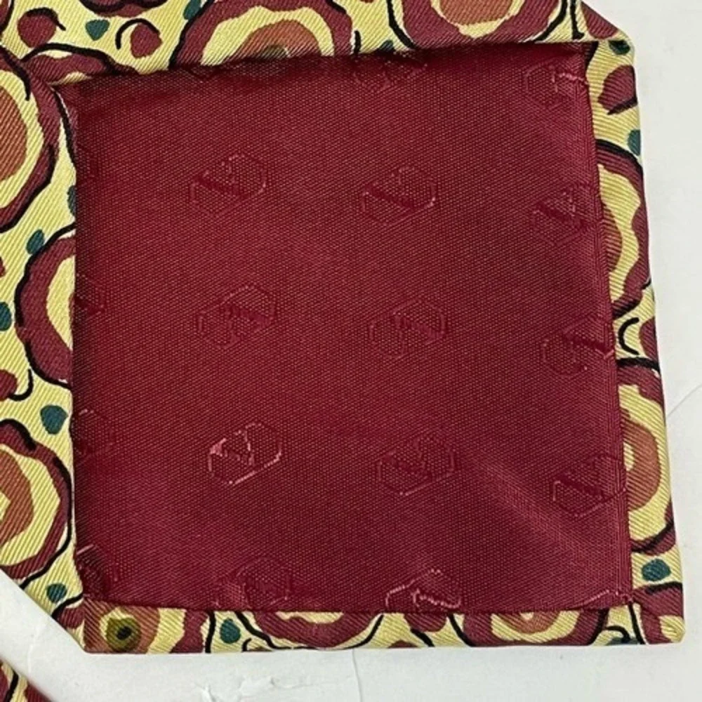 VALENTINO Cravatte Silk Italy‎ Beige Red Water Color Tan Abstract Floral Necktie